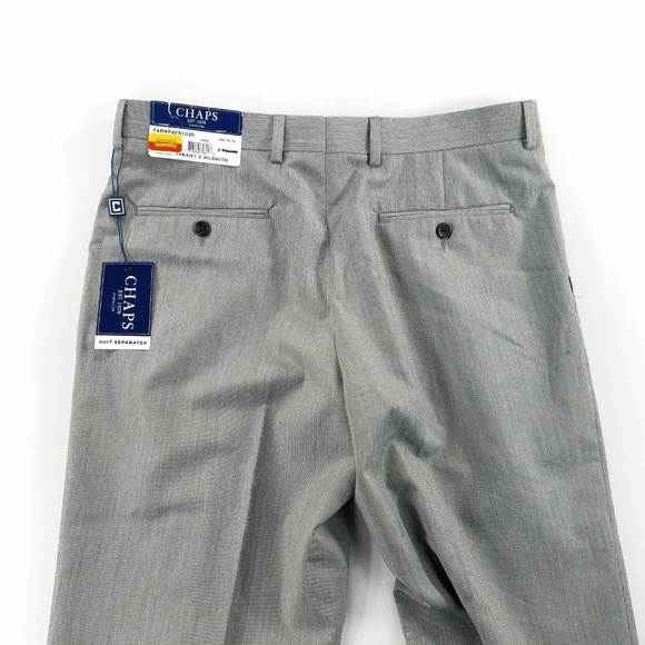 Chaps Grey Dress Pants Pleated Cuffed Trouser
